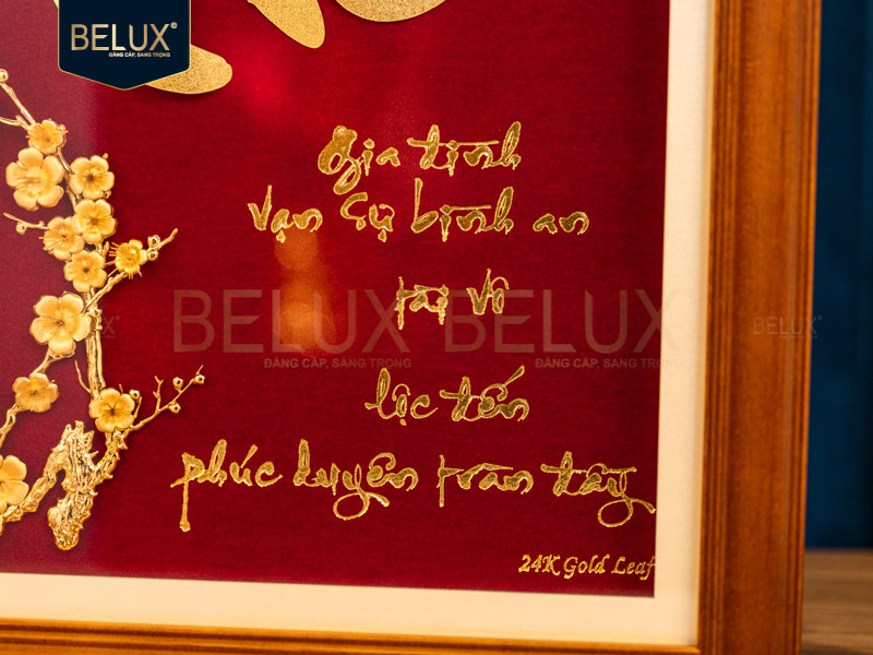 Tranh Chữ Phúc Thư Pháp Dát Vàng 24k- 40x30cm